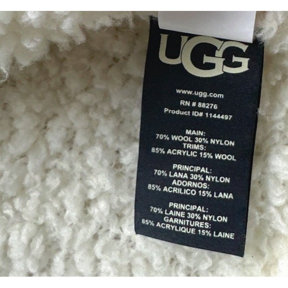 UGG Plaster Sherell Cloudfluff Wool Blend V Neck Cardigan Sweater LARGE - Picture 7 of 10